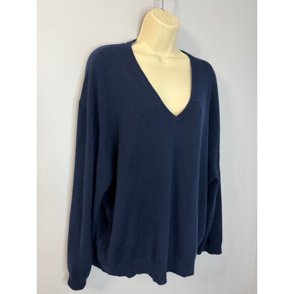 J. Crew Cashmere Relaxed V-neck Sweater Blue Soft Casual Wardrobe Sz XL - Picture 4 of 10